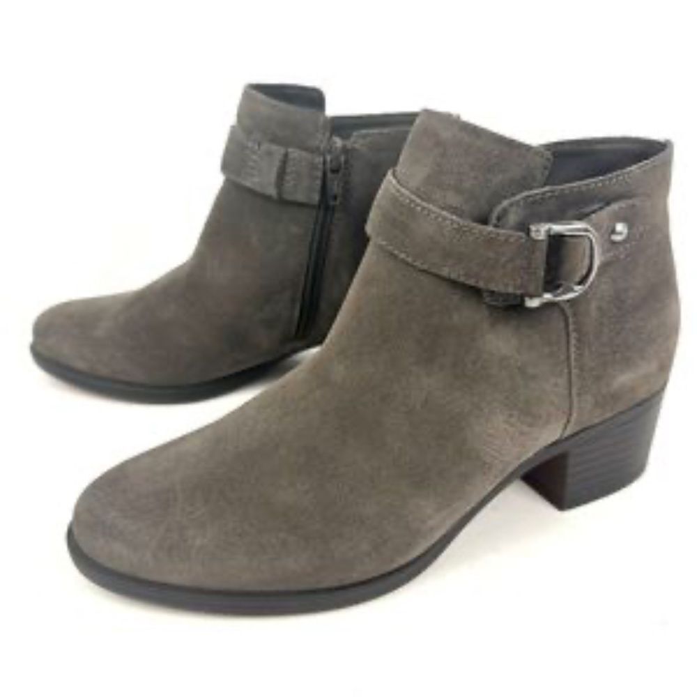 Naturalizer Drewe Taupe Suede Buckle Booties Sz 7